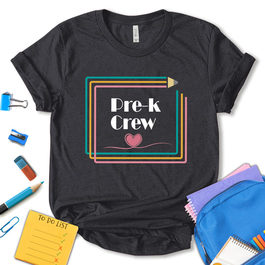 Pre-k Crew Shirt, Preschool Shirt, Back To School Shirt, First Day Of School Tee, Colorful Gift, Kids School Shirt, Teacher Gift, Unisex T-shirt