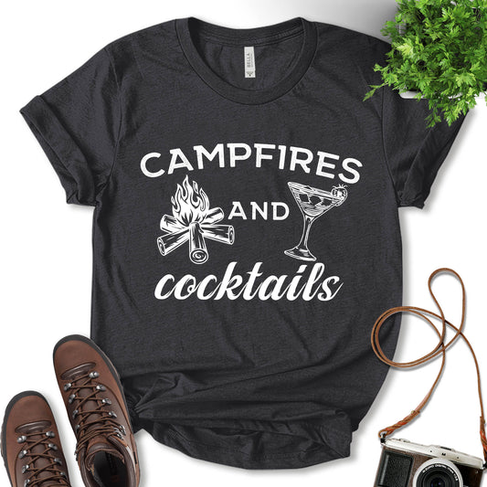 Campfires And Cocktails Shirt, Nature Lover, Adventure Lover, Camping Shirt, Vacation Shirt, Outdoor Shirt, Camp Lover Gift, Unisex T-Shirt