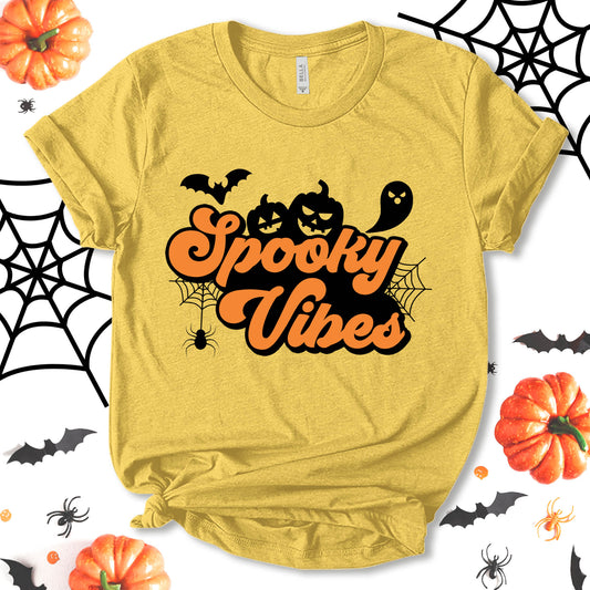 Spooky Vibes Shirt, Pumpkin Shirt, Autumn Shirt, Funny Halloween Shirt, Halloween Shirt, Party Shirt, Retro Tee, Holiday Shirt, Unisex T-shirt
