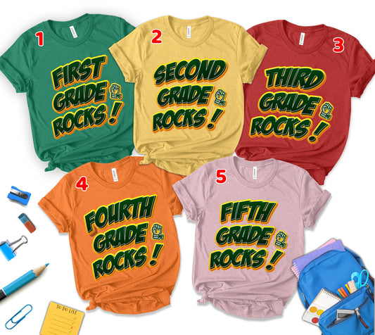 Third Grade Rocks Shirt, Customized Grade Shirt, Back To School Shirt, 1st Day of School Shirt, Third Grade Shirt, Elementary School Shirt, Gift For Teacher, Unisex T-shirt