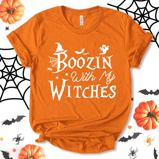 Boozin With My Witches Shirt, Halloween Party Shirt, Halloween Shirt, Party Shirt, Ghost Shirt, Witch Shirt, Halloween Tee, Holiday Shirt, Unisex T-shirt