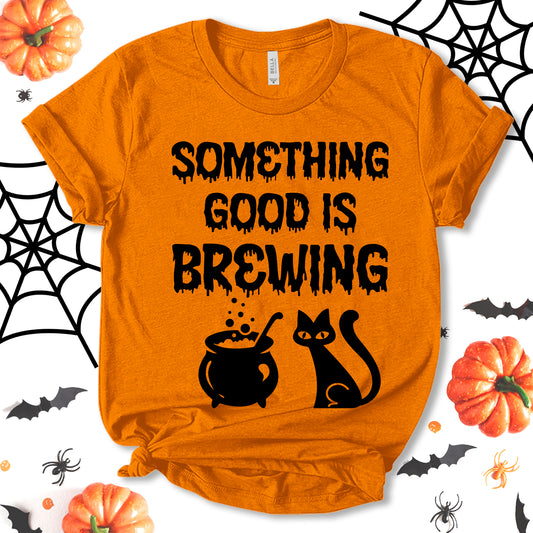 Something Good Is Brewing Shirt, Funny Halloween Shirt, Cute Pregnancy Baby Announcement Shirt, Halloween Pregnancy Announcement Shirt, Holiday Shirt, Unisex T-shirt
