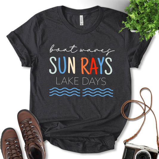 Boat Waves Sun Rays Lake Days Shirt, Fishing Shirt, Lake Shirt, Cute Shirt, Outdoor Lover Shirt, Adventure Shirt, Nature Lover Shirt, Fisherman Gift, Unisex T-Shirt