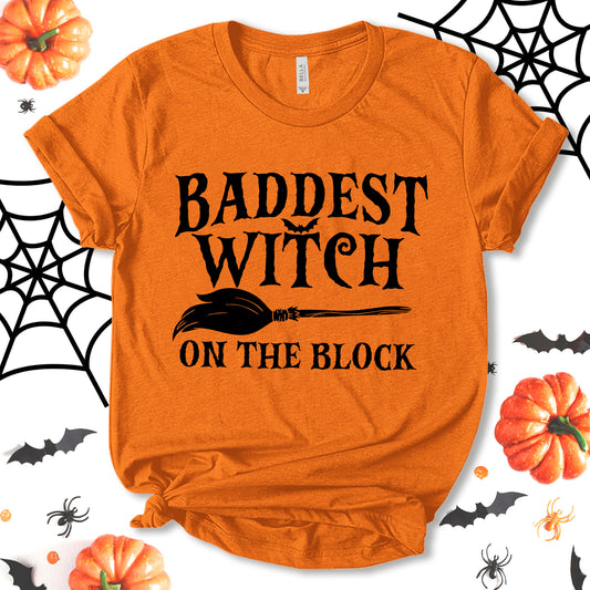 Baddest Witch On The Block Shirt, Funny Halloween Shirt, Witch Shirt, Halloween Witch Costume, Halloween Spooky Shirt, Party Shirt, Fall Shirt, Holiday Shirt, Unisex T-shirt