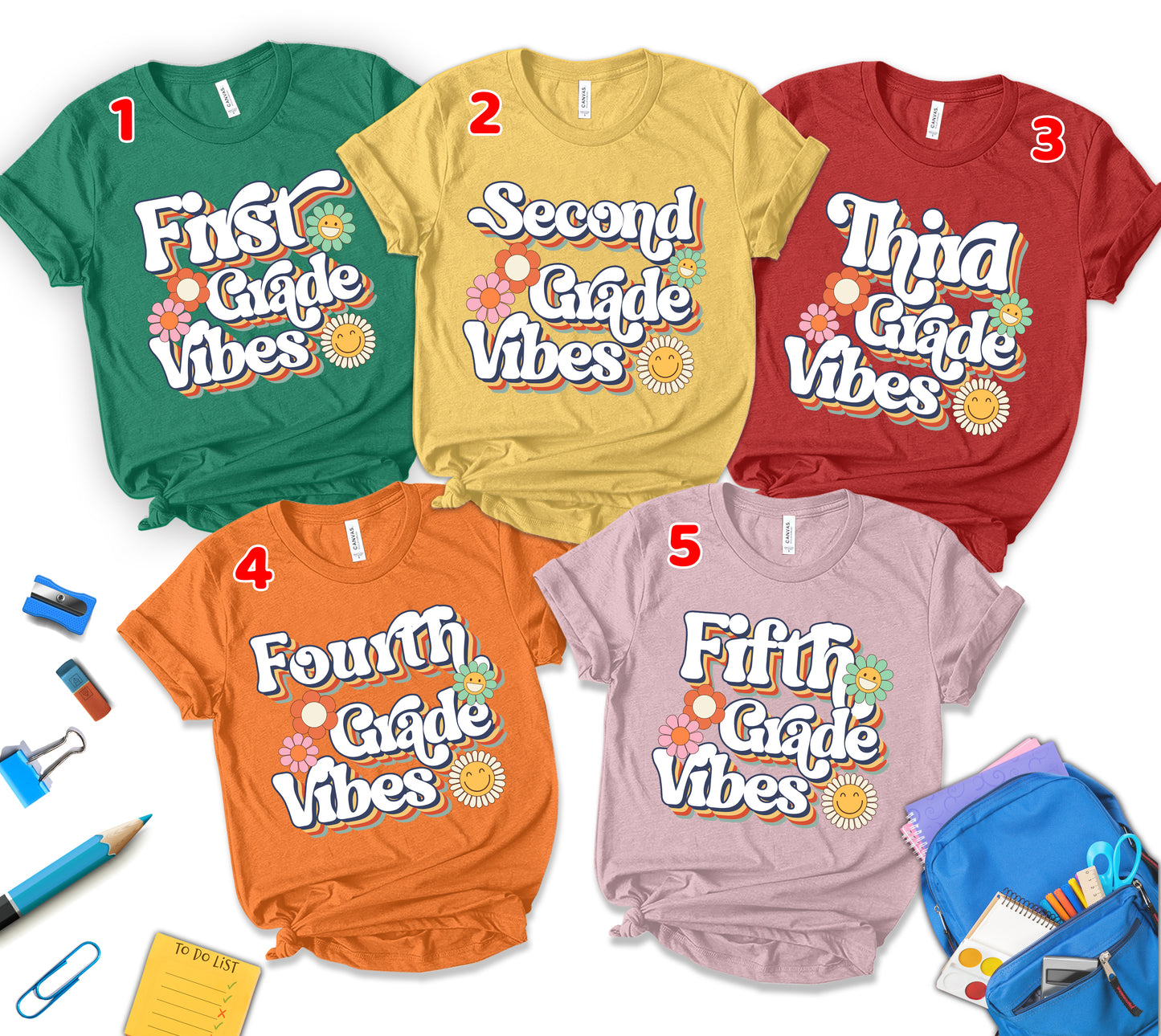 First Grade Vibes Shirt, Customized Grade Shirt, Back To School Shirt, First Day Of School Shirt, Elementary School Shirt, Gift For Teacher, Unisex T-shirt